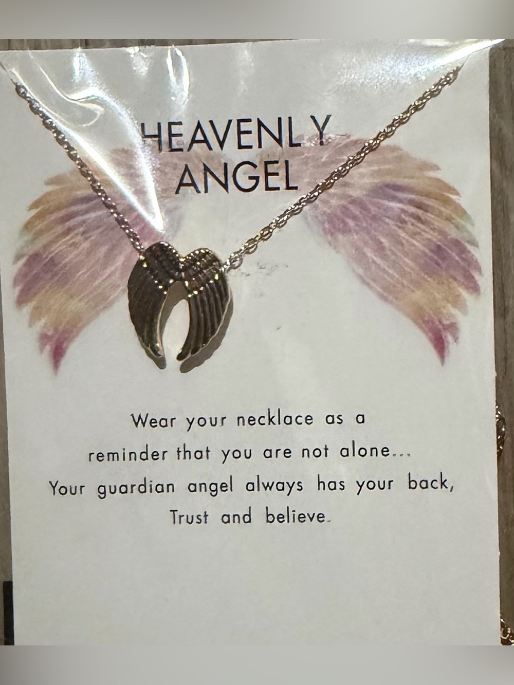 Source Unknown Gold Angel Wing Pendant Necklace